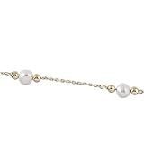5mm Cultured White Pearl, 2.5mm Gold Beads, 14Kt. Yellow Gold