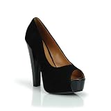 Peep Toe High Heel Platform Pump Black Lami