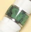 Decorative Napkin Rings With Inlaid Turquoise Green Resin Set / 6