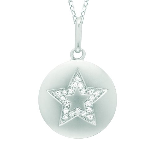 Sterling silver 0.1ct TDW Diamond Round Star Disc Pendant (H-I, I2-I3)