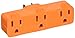 POWER ZONE ORAD0100 Powerzone Grounded Tap, 3 Outlet, Orange