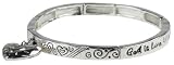 God is Love Stretchable Silver Bracelet