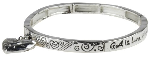 God is Love Stretchable Silver Bracelet