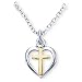 Sterling Silver Heart with 14K Gold Filled Cross and 16-inch Chain - Small