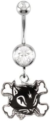 Navel Ring With Cat and Crossbones