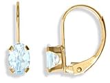 14KT .80CT Aquamarine Leverback Earrings