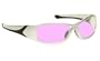 Extreme wrap around glasses with silver frame - Pink lenses are anti-reflective, scratch resistant and have UV protection.