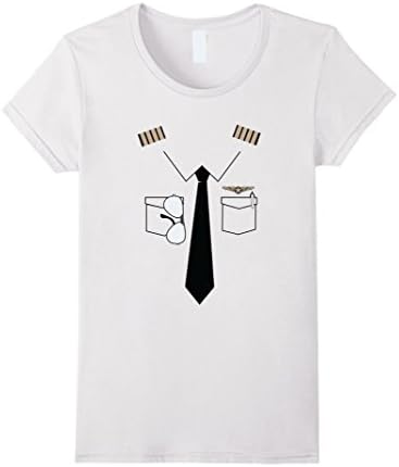 Women's Pilot Uniform T-Shirt Flyer Captain Plane Men Women Youth Small White