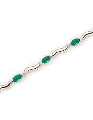14K Yellow Gold Oval Emerald and Diamond Bracelet
