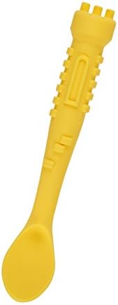 Baby Infant Safe Self-feeding Training Spoon, Flexible and Easy Grip, Soft Curved Tip, Non-plastic, BPA Free, Gorgeous Castle Shaped Makes Your Kids Enjoy Meal (Yellow)