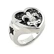 Hematite Stingray Heart And Fleur De Lis Ring