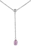 Sterling Silver Smooth Pink CZ Necklace with Chain