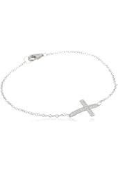 Sterling Silver Cross Bracelet, 7.25"