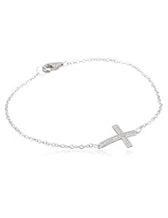 .925 Sterling Silver Cross Bracelet, 7.25"