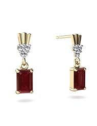 Genuine Ruby 14kt Yellow Gold Dangle Drop Earrings