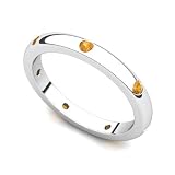 14k White Gold Bezel set Citrine Semi Eternity Band Ring