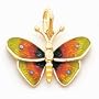 14k Polished Enameled Green Orange Blue Butterfly Pendant - Measures 18x17mm - JewelryWeb