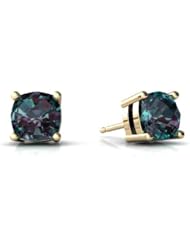 Created Alexandrite 14kt Yellow Gold Earrings