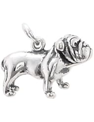 Silver 3d Big Head Bulldog Bull Dog Traditional Charm for Bracelet or Necklace