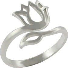 Adjustable Lotus Flower Ring in Sterling Silver, #221