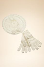 Metallic Bow Beret Hat Gloves Set