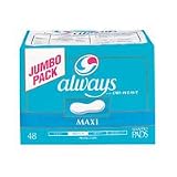 Always Maxi Pads, Regular Protection, 48-Count Packages (Pack of 3)