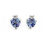 14-Karat White Gold Tanzanite and Diamond Heart Earrings