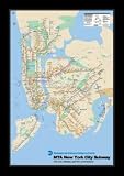 New York City Subway System Map Mta New Art Gold Wood-Mounted Poster Print - 24