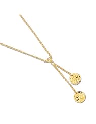 14K Yellow Gold Lariat Hammered Disc Necklace 17"