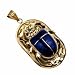 18K Egyptian Jewelry Pendants - Gold Scarab with Stone - Lapis
