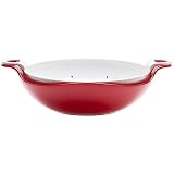 Zak Designs Luna Shallow Colander and Dew Bowl, 1.5-Quart, White and Red