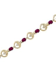 14kt Yellow Gold Oval Ruby and Diamond Bracelet