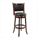 29"H Swivel Bar Stool with Black Seat and Back in Light Cherry Finish