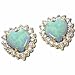 14K Yellow Gold Heart Shaped Opal and Diamond Earrings