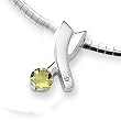 Diamond & Lemon Quartz Sterling Silver Slide on 16" Cubetto 3mm Chain
