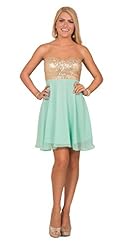 Strapless Empire   Waistline Sequined Flowy Chiffon Sweetheart Cocktail Above the Knee Fit-and-Flare Party Dress/Mini Dress 