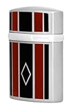 Lotus T3 Triple Flame Table Top Torch Lighter Chrome Satin/Velour with Stripes