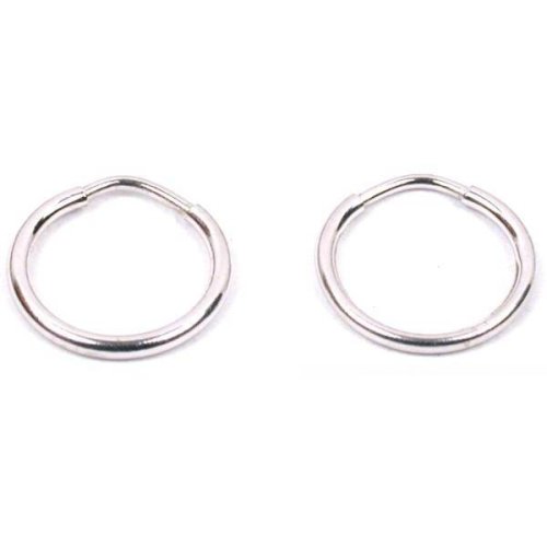 14K White Gold Earrings Endless Hoop Round Baby Jewelry