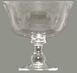 Individually Hand Etched Fleur De Lis Ring Glass Compote 6 1/2"H, 6 3/4"D