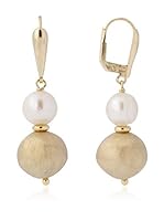 Perlaviva Pendientes Cultured Pearl Leverback plata de ley 925 milésimas bañada en oro