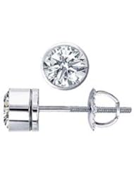 14K Solid Gold Diamond Straight Bezel Earring (0.50 ct.tw.)
