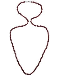 Sterling Silver 4mm Carnelian Bead Necklace, 24"