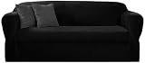 3 Pieces Solid Black Suede Couch/sofa Cover with Loveseat and Chair Slipcover