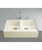 Kohler K-6534-4U-NY Hawthorne Apron-Front, Undercounter Kitchen Sink with Four-Hole Oversized Centers, Dune