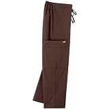 Unisex Drawstring Cargo Scrub Pants w/ Hidden Zippers by Tafford Uniforms - Medium - Coffee Bean