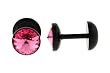Black Bioflex Fake Plug with Pink - 16g Ear Wire - 2g Fake (Sold as Pair)