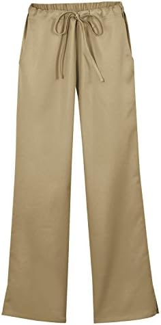WorkSmartFlex Women's Drawstring Flare Leg Scrub Pants MD 31" Inseam Khaki