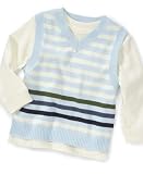 Greendog Baby Boy Stripe Sweater Vest with Long-Sleeved Tee