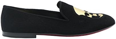Kardinale Mens Black Suede Slip On W/Gold Skull