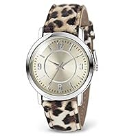 Round Face Leopard Skin Print Analogue Watch